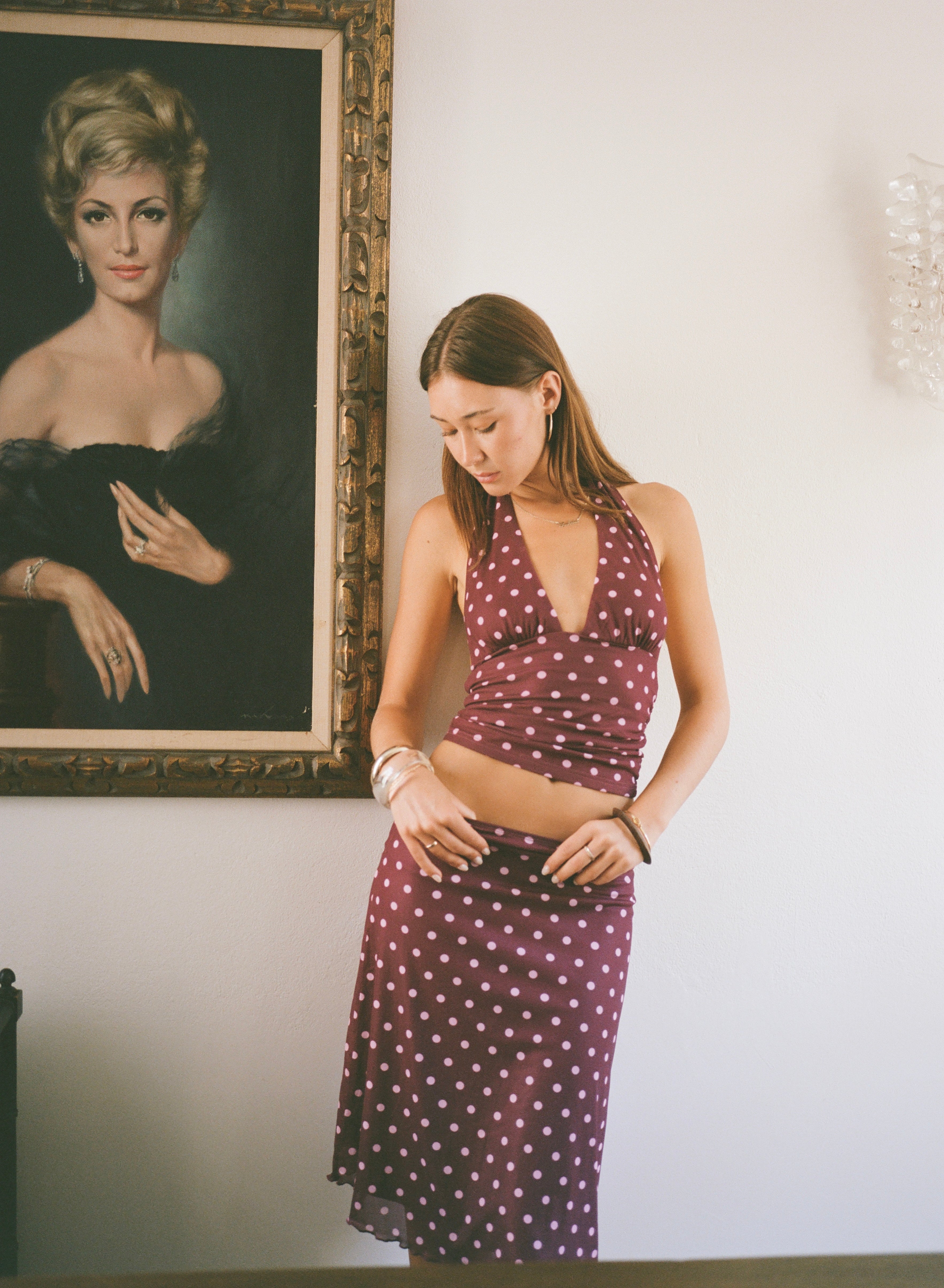 Loleia Swim - Chateau Pois Midi Skirt - Plum