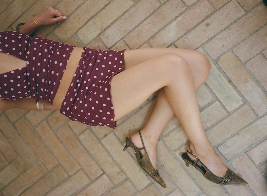 Chateau Pois  Mini Skirt - Plum