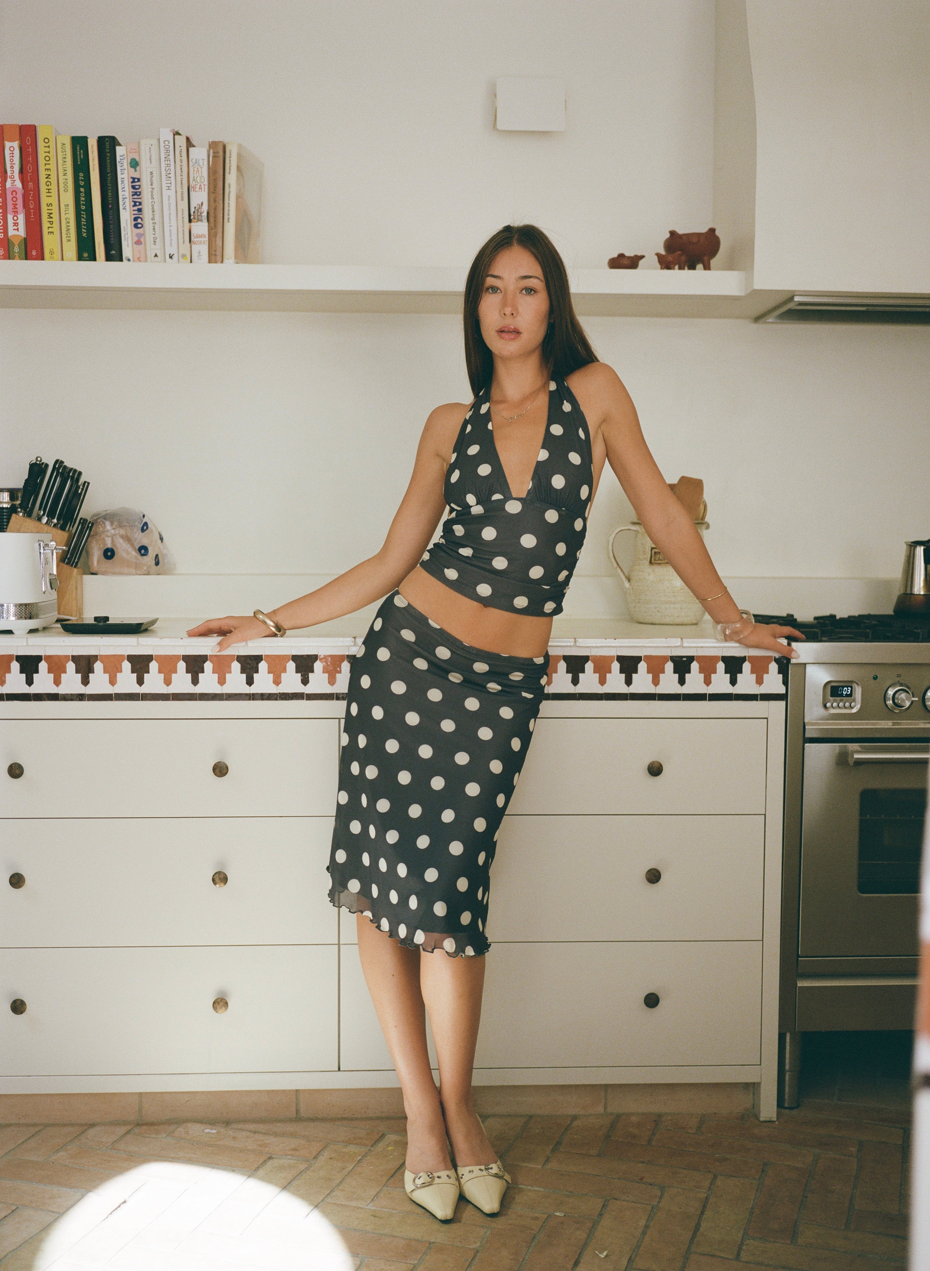 Loleia Swim - Chateau Pois  Midi Skirt - Grey