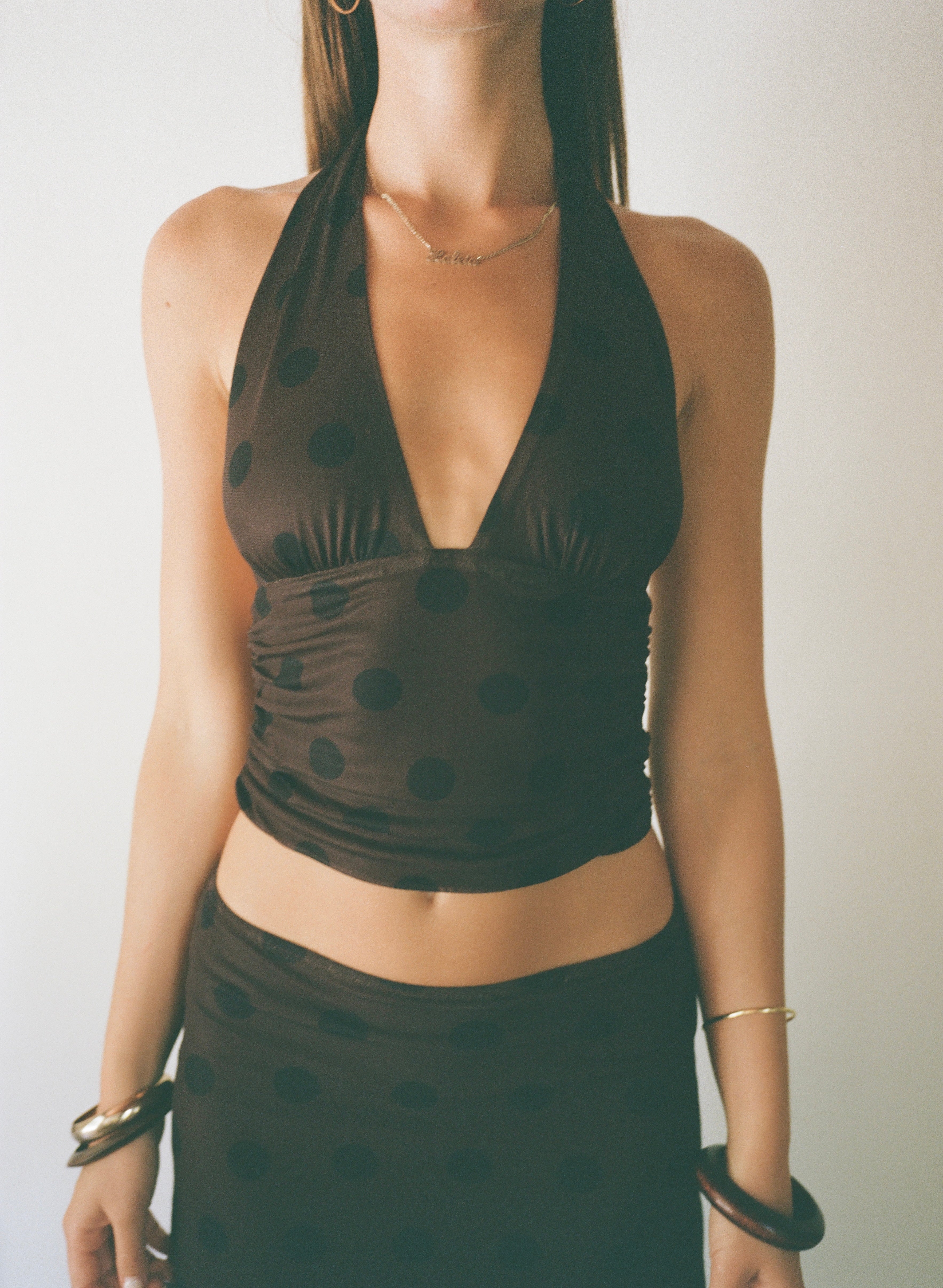 Loleia Swim - Chateau Pois Halter - Chocolate