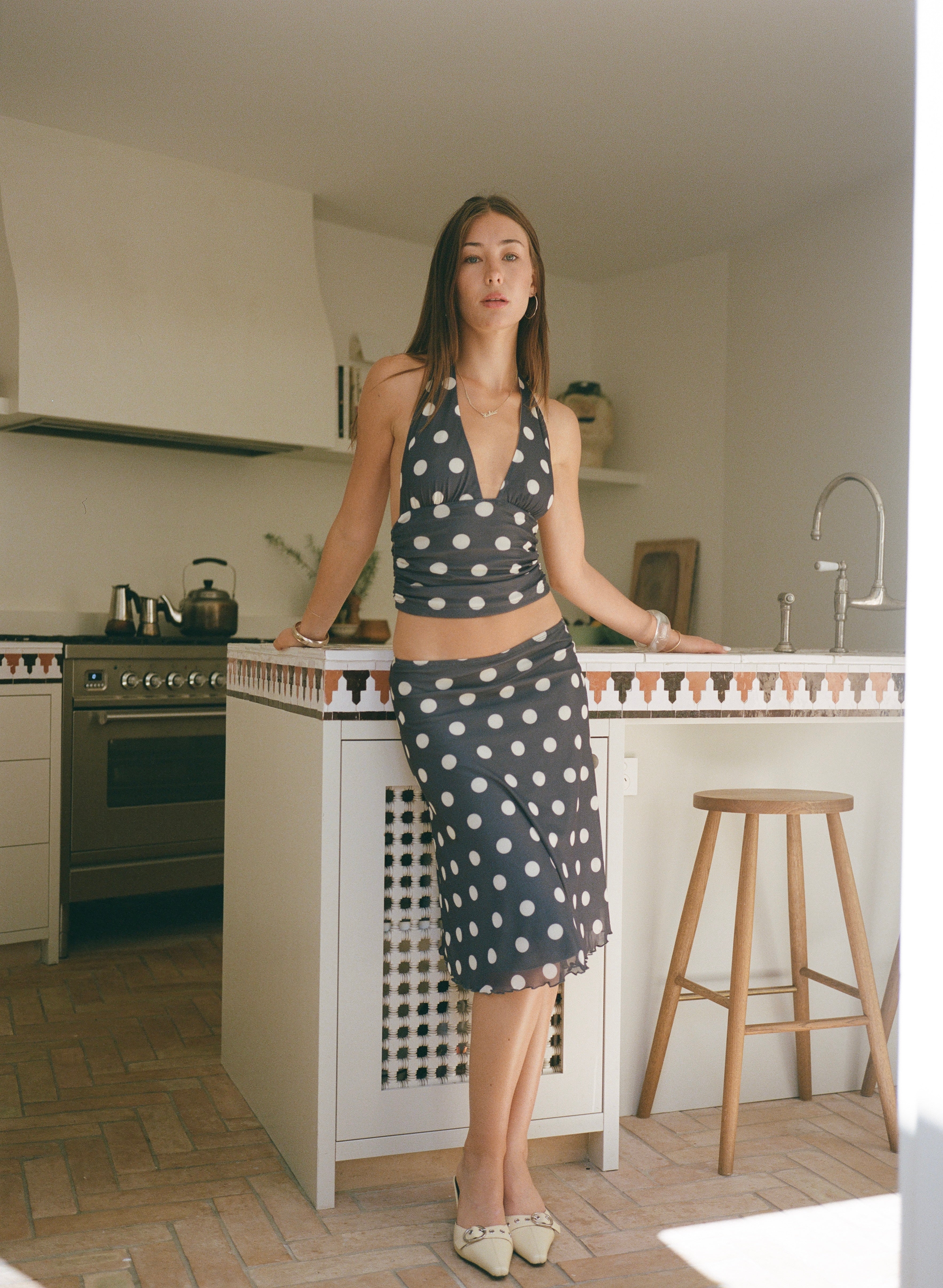 Loleia Swim - Chateau Pois  Midi Skirt - Grey