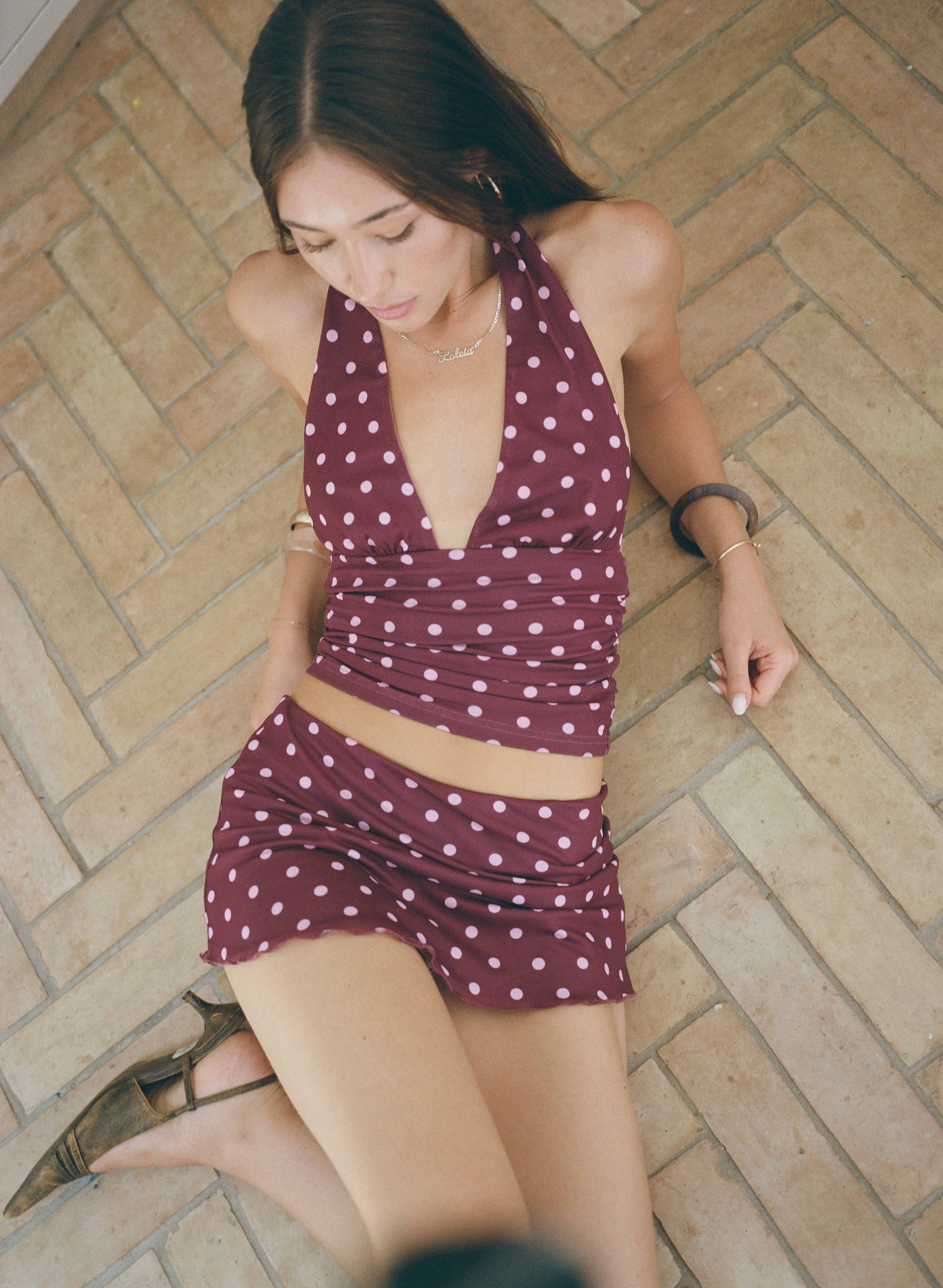 Loleia Swim - Chateau Pois  Mini Skirt - Plum