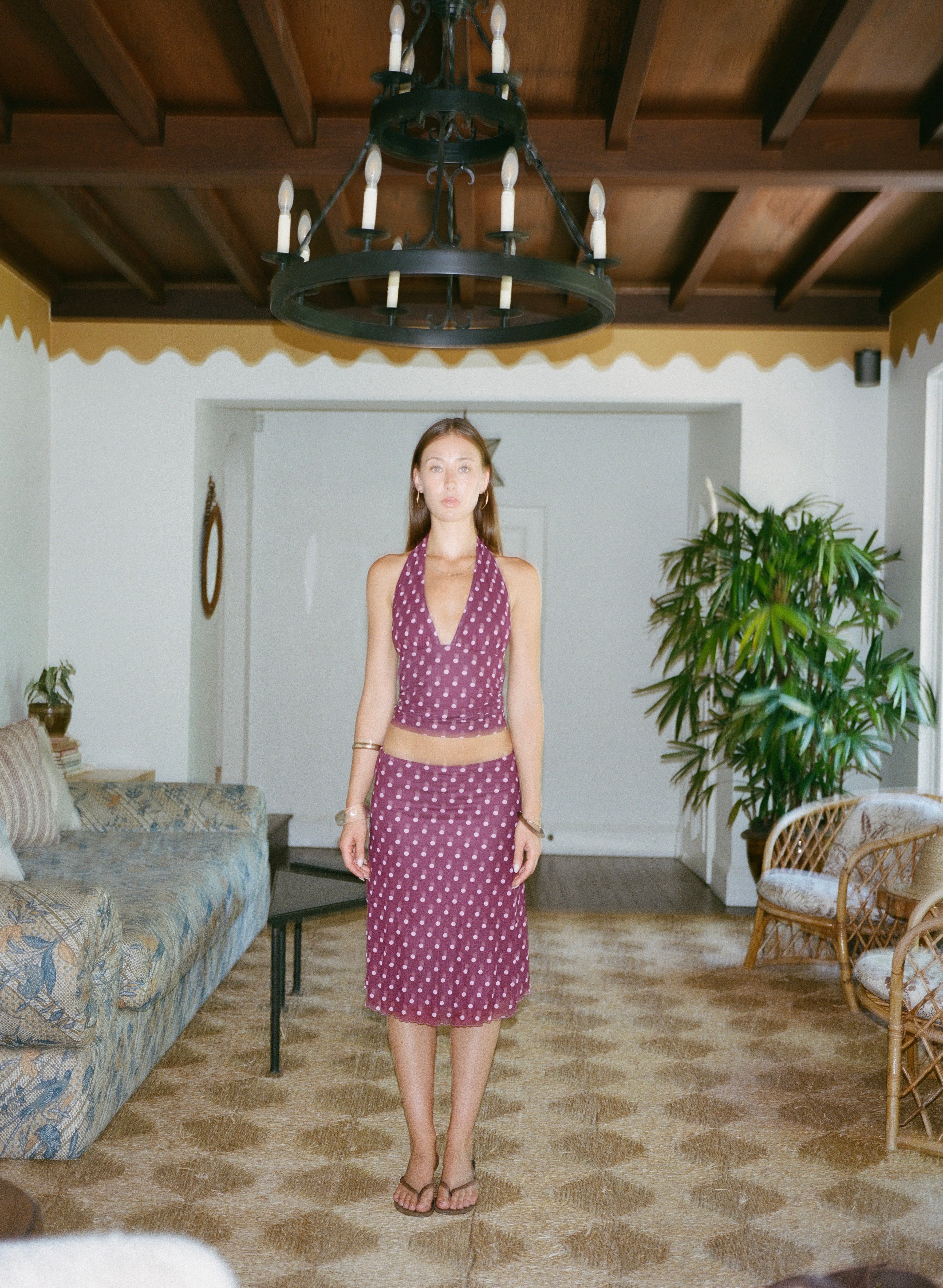 Loleia Swim - Chateau Pois Midi Skirt - Plum