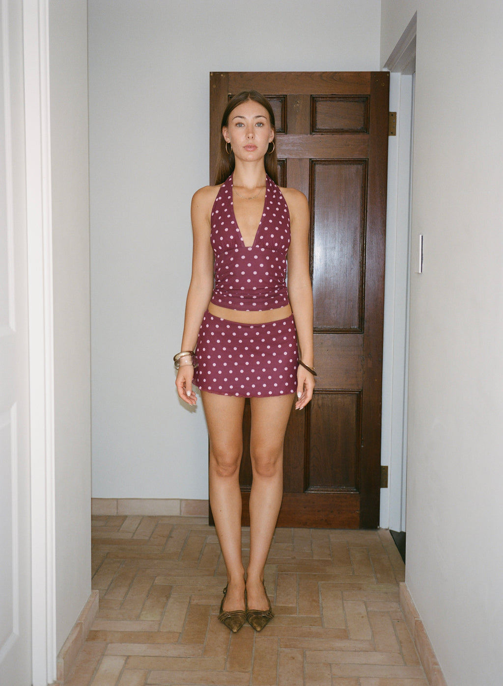 Chateau Pois  Mini Skirt - Plum