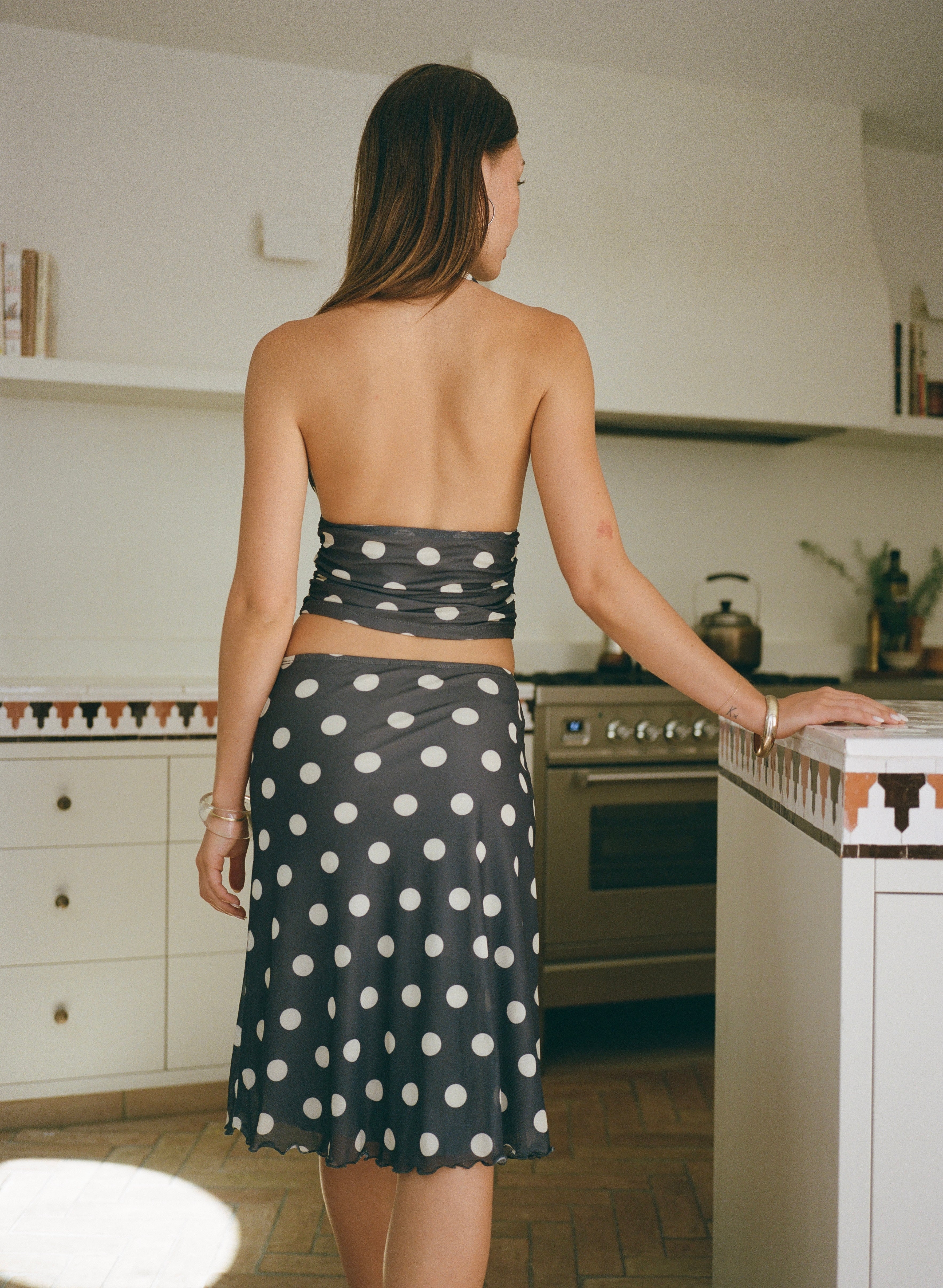 Loleia Swim - Chateau Pois  Midi Skirt - Grey