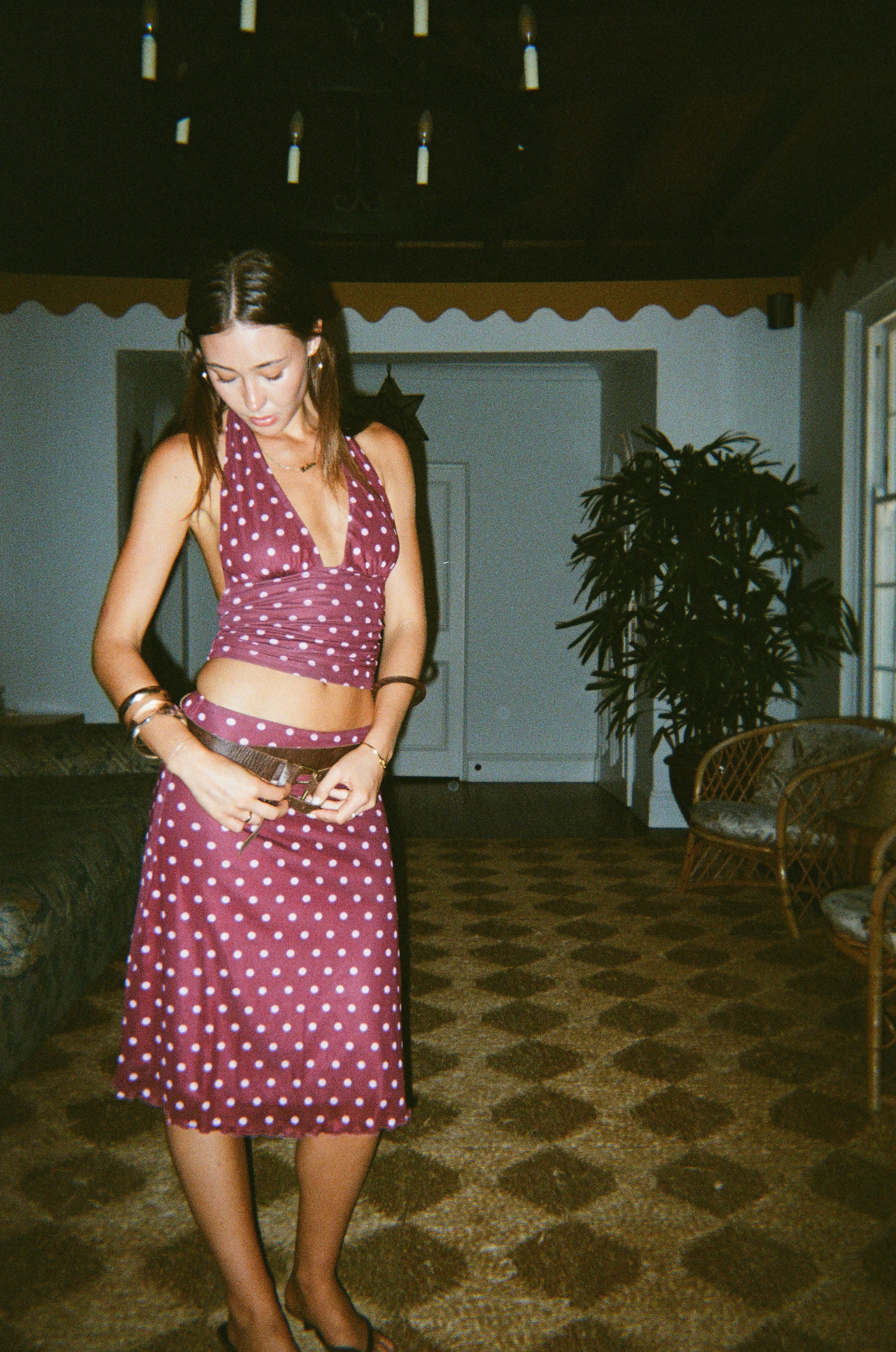 Loleia Swim - Chateau Pois Midi Skirt - Plum