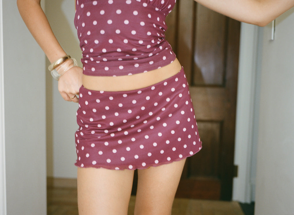 Chateau Pois  Mini Skirt - Plum