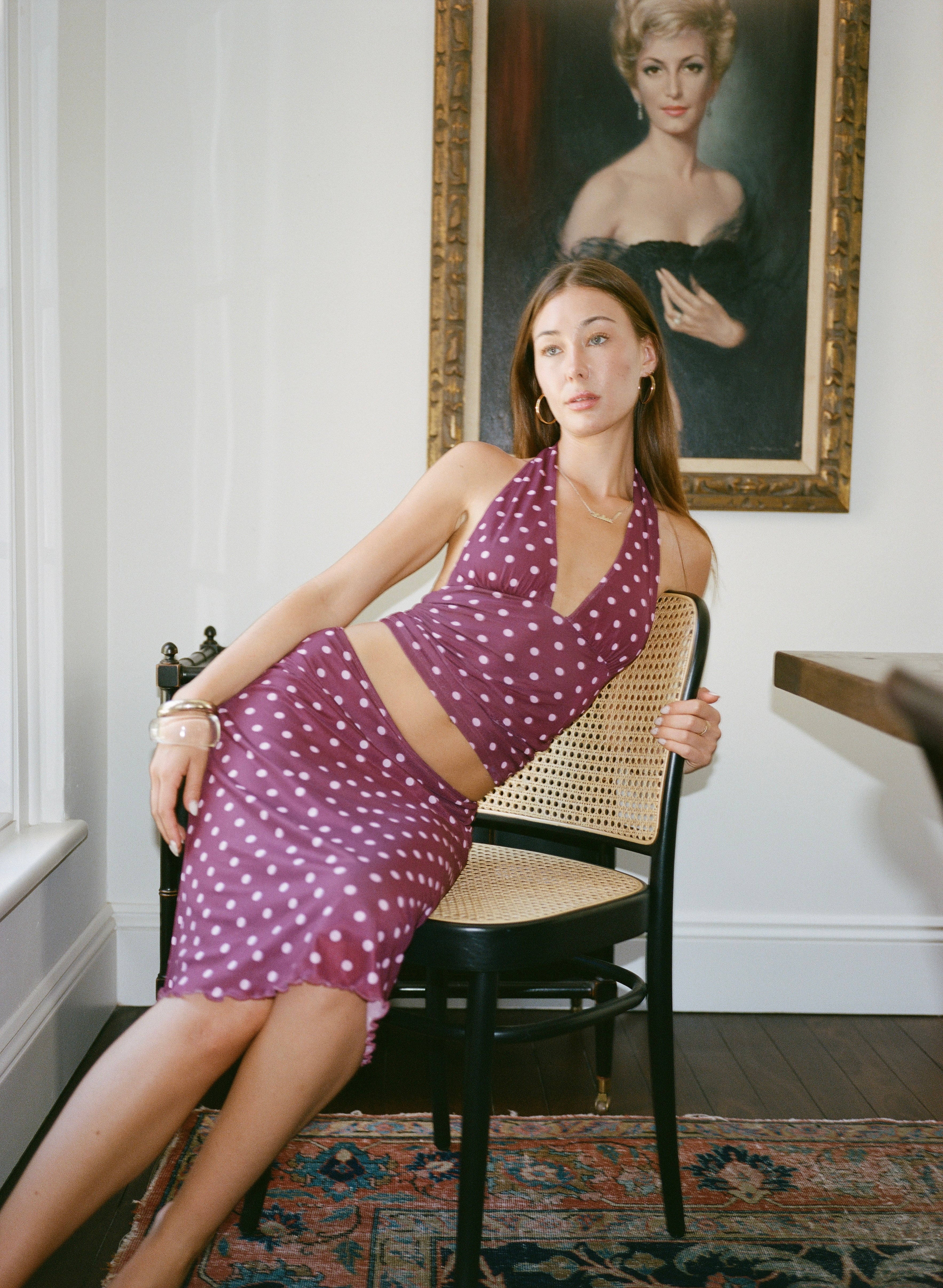 Loleia Swim - Chateau Pois Midi Skirt - Plum