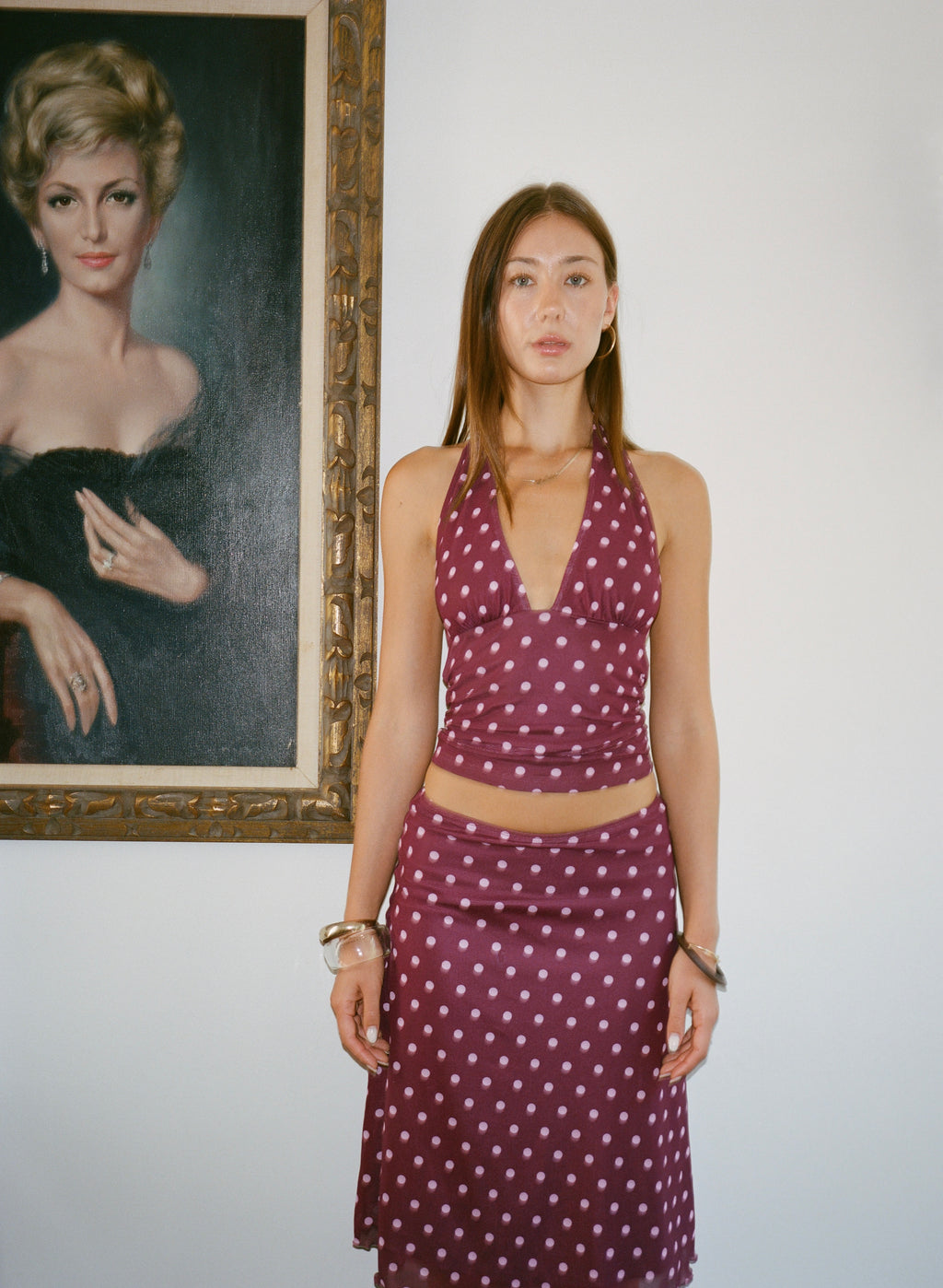 Chateau Pois Midi Skirt - Plum