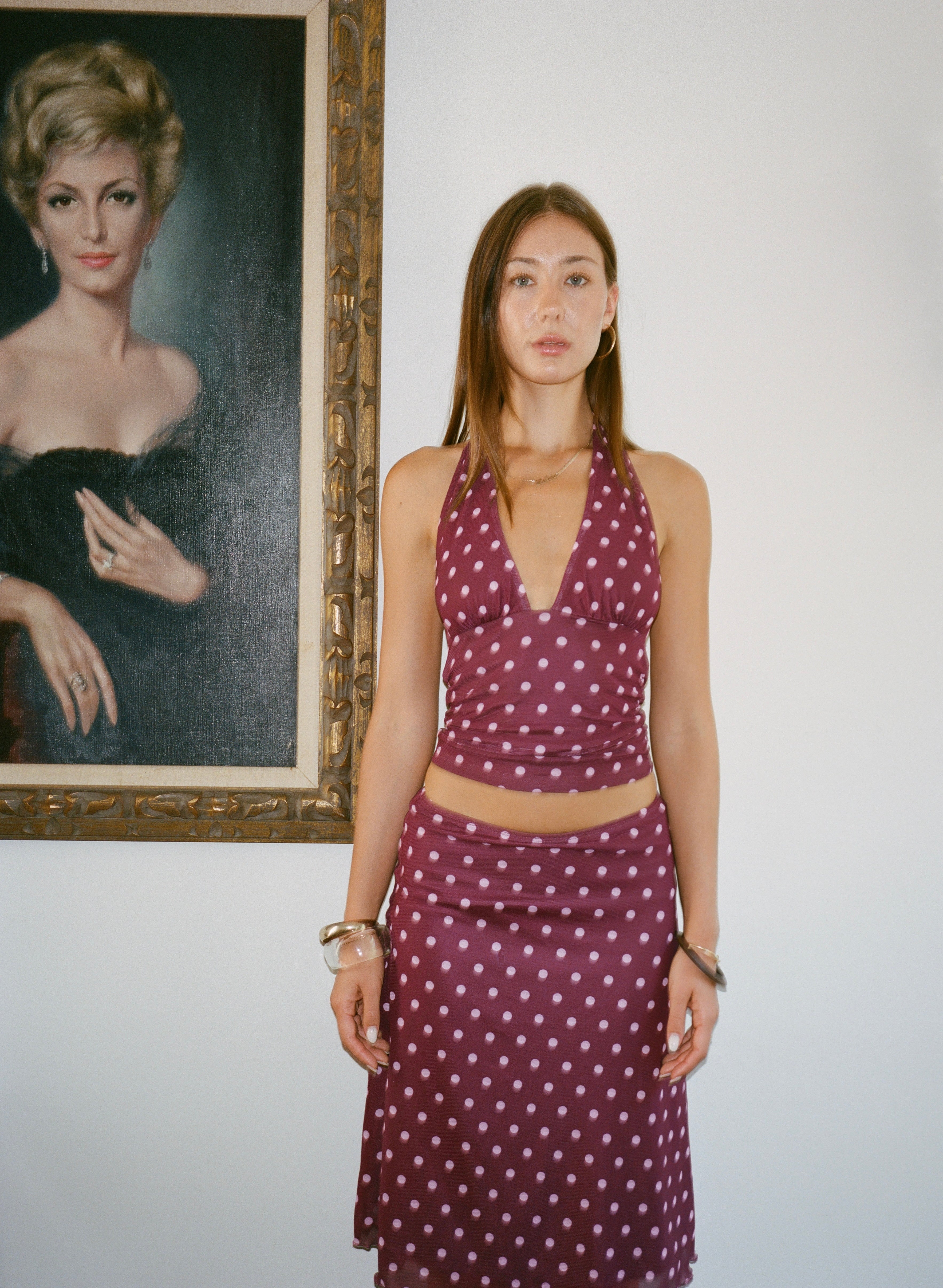 Loleia Swim - Chateau Pois Midi Skirt - Plum