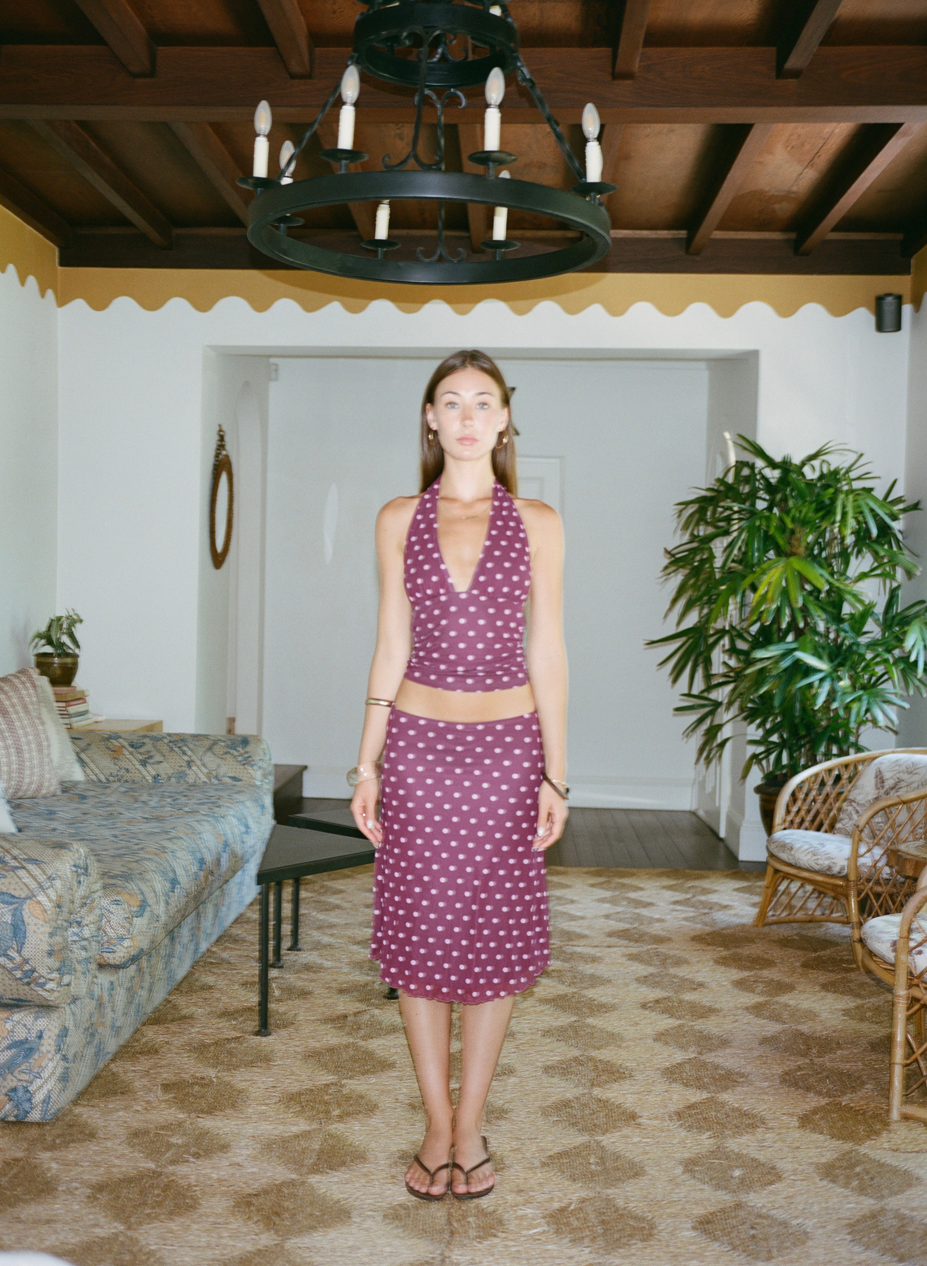 Loleia Swim - Chateau Pois Midi Skirt - Plum