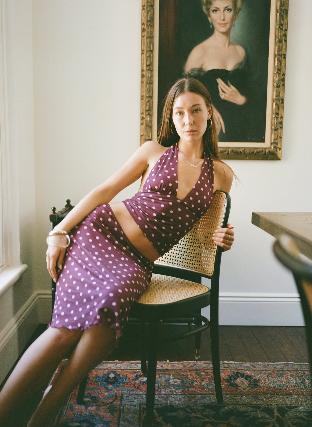 Chateau Pois Midi Skirt - Plum