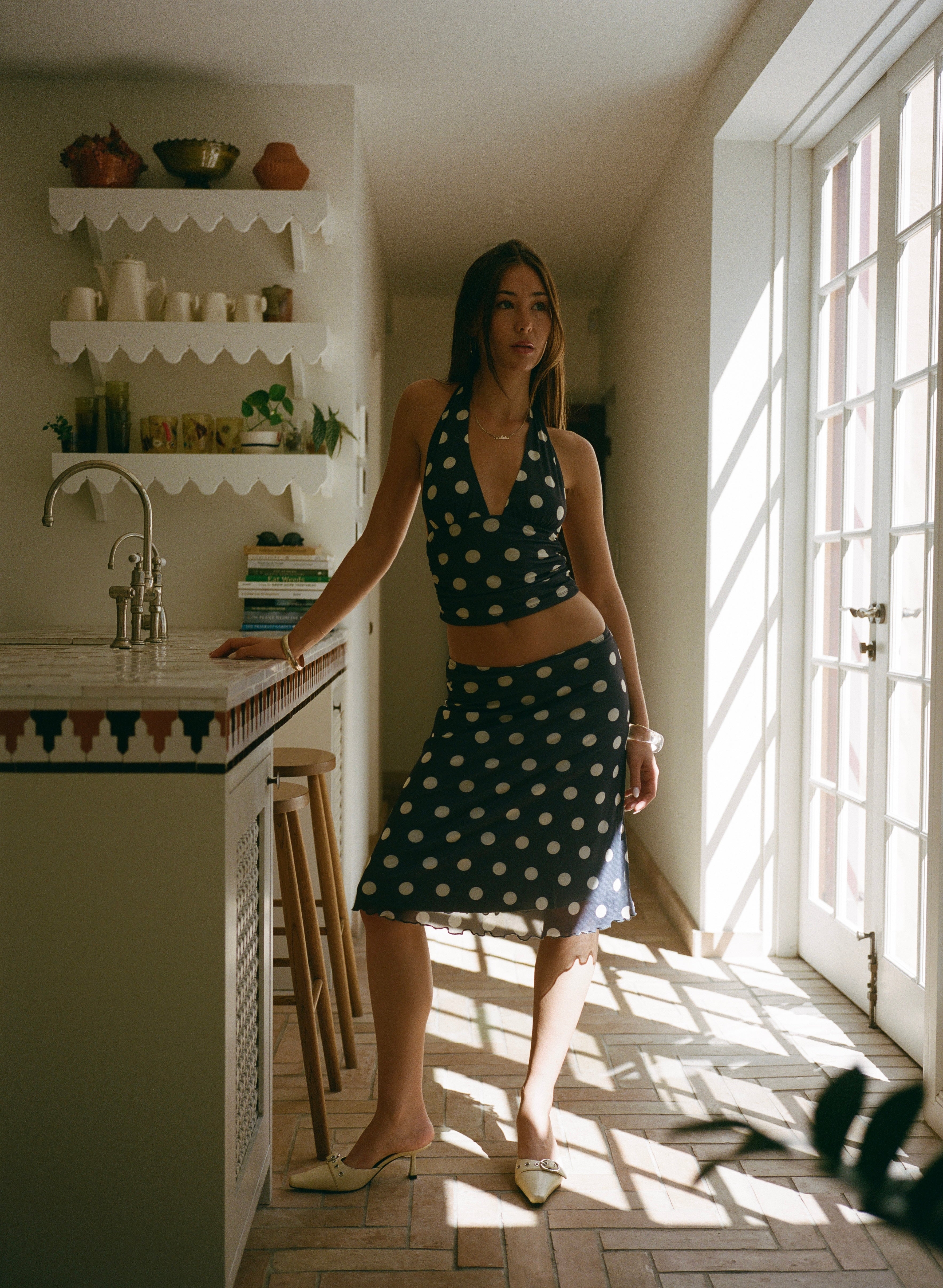 Loleia Swim - Chateau Pois  Midi Skirt - Grey