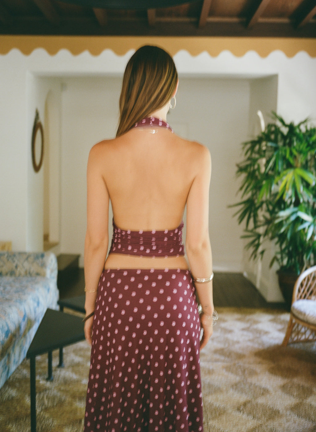 Chateau Pois Midi Skirt - Plum