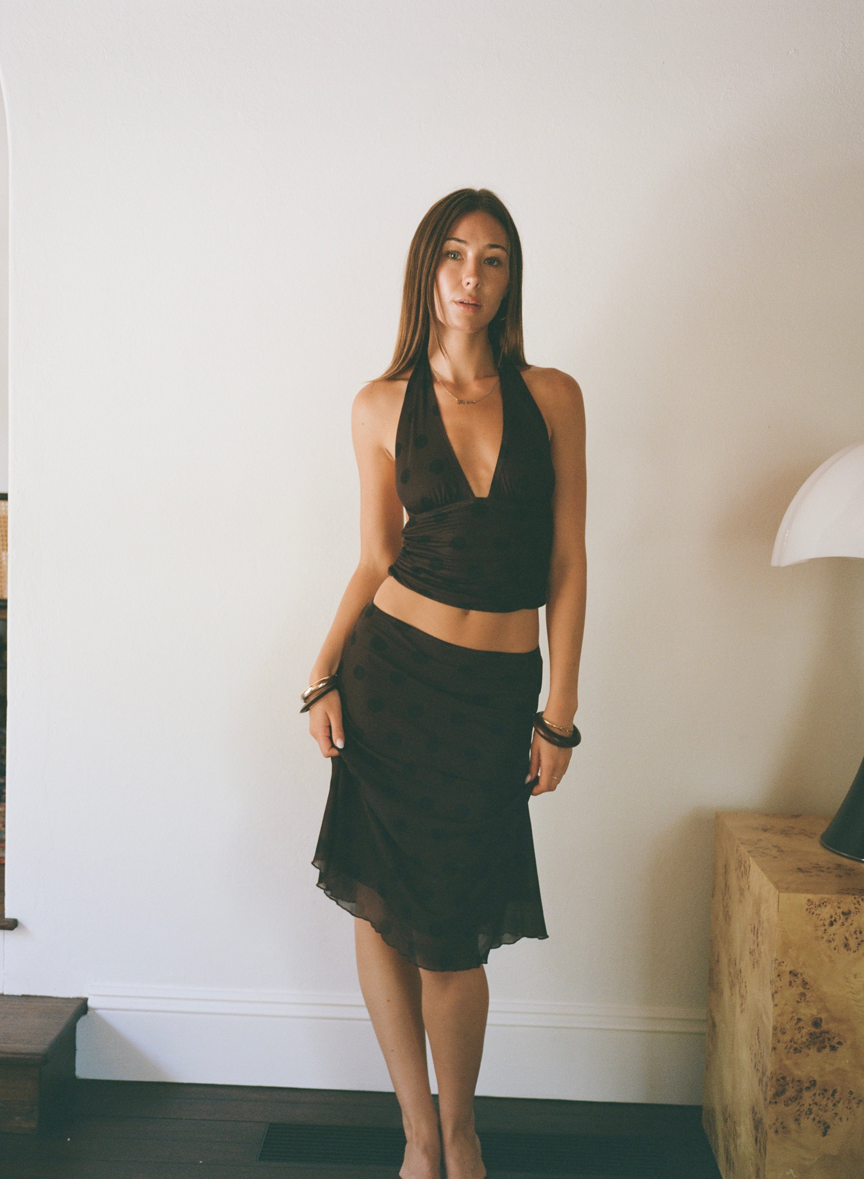 Loleia Swim - Chateau Pois Halter - Chocolate