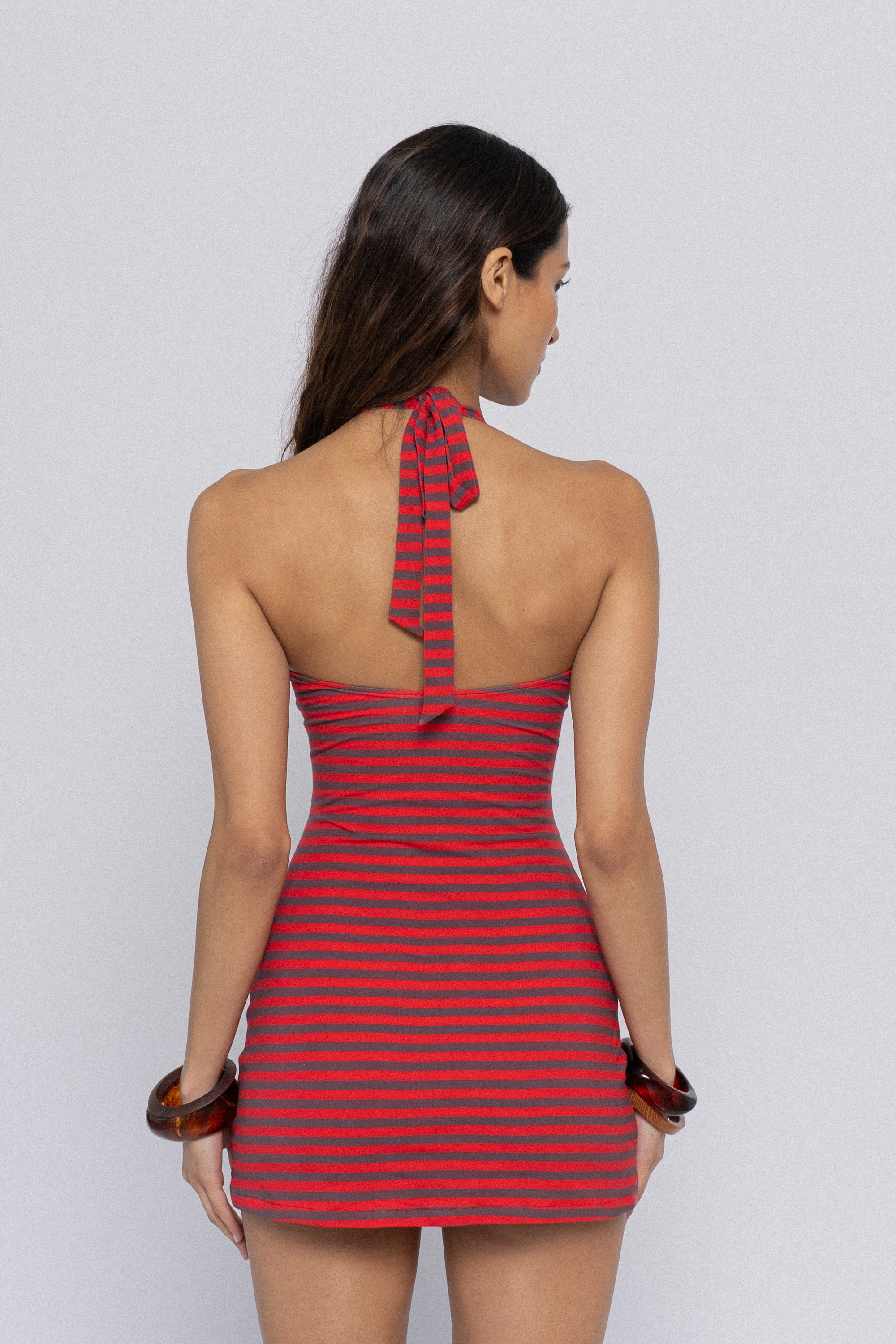 Loleia Swim - Streamline Stripe Red - Halter Mini Dress
